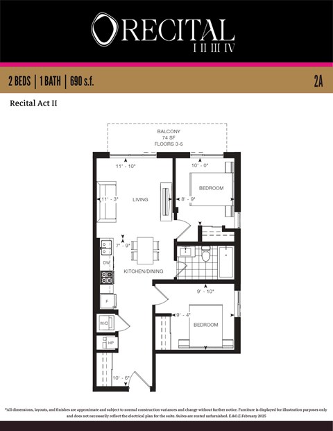 A floor plan for the Recital Act II apartment.